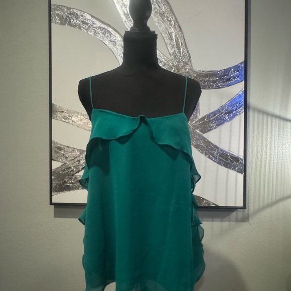 Mng Collection Tops - MNG Teal Ruffle Camisole Tank